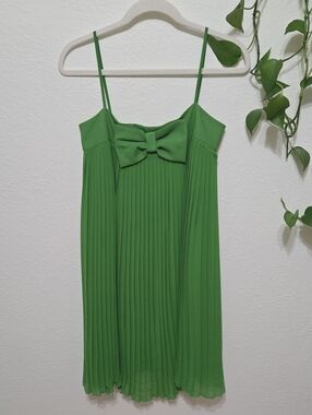 Green Pleated Dress With Bow By Twin-Set Simona Barbieri | Size Small
